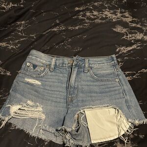 American Eagle Outfitters Blue Distressed Jean Shorts